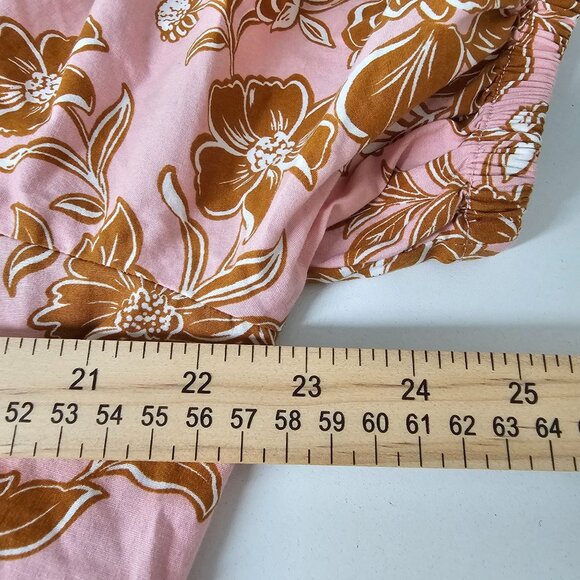 Lane Bryant Classic Crop Square-Neck Puff-Sleeve Top Pink Floral Top Boho 18/20 - Picture 11 of 11